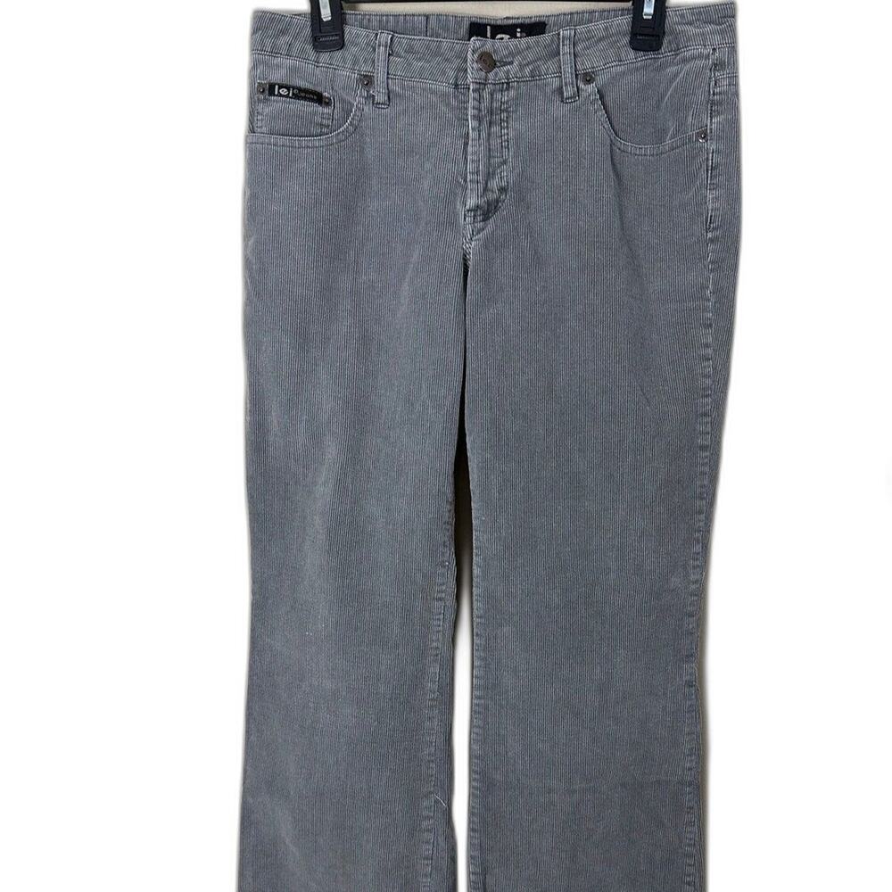 LEI Women’s Corduroy Jeans Gray Pants Flare Mid-Rise Size 11 Vintage Y2K